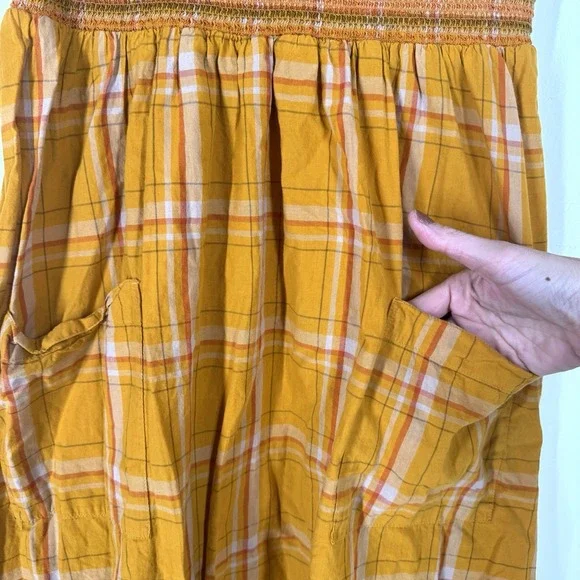 Toad &Co Organic Cotton Plaid Dress S Prairie Cottage Earthy Sustainable Smocked - Picture 4 of 10